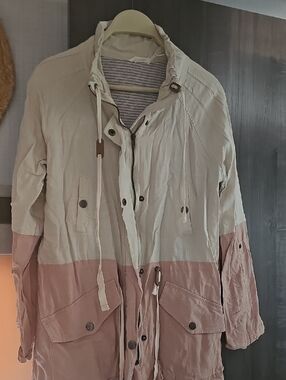 Blu Pepper Two-Tone Utility Jacket in Cream and Dusty Pink